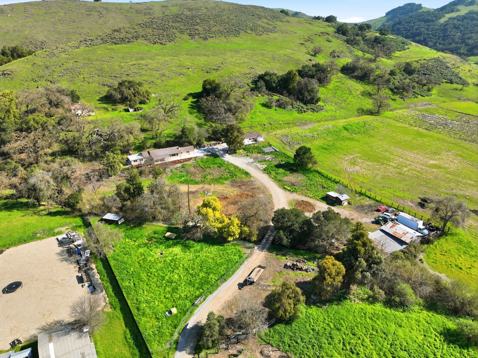 The estate set against the green hillsides
